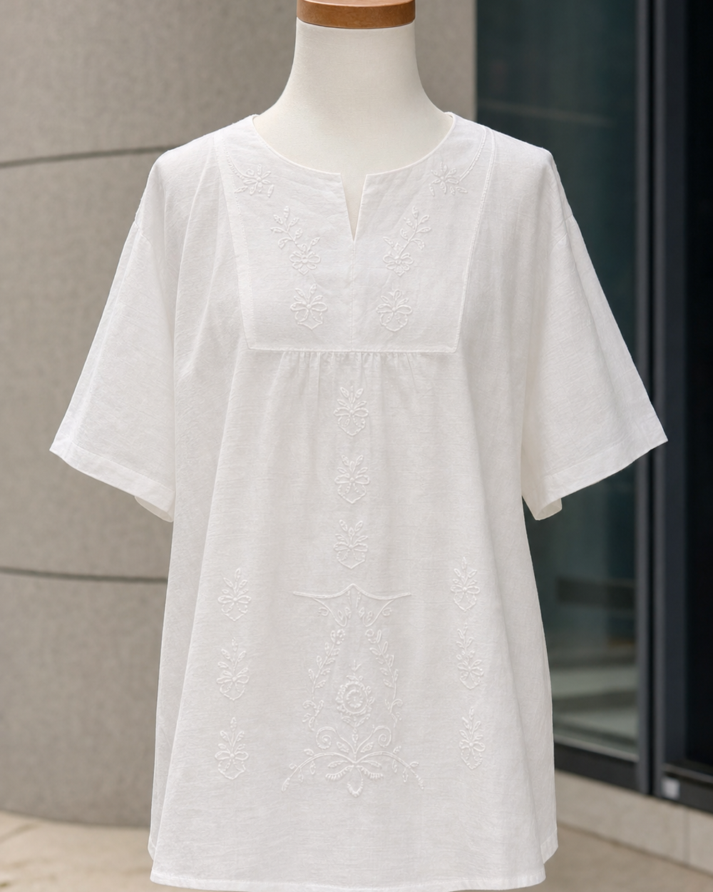 BAI LI BLUSA WHITE 3/4 Bordada Blanca