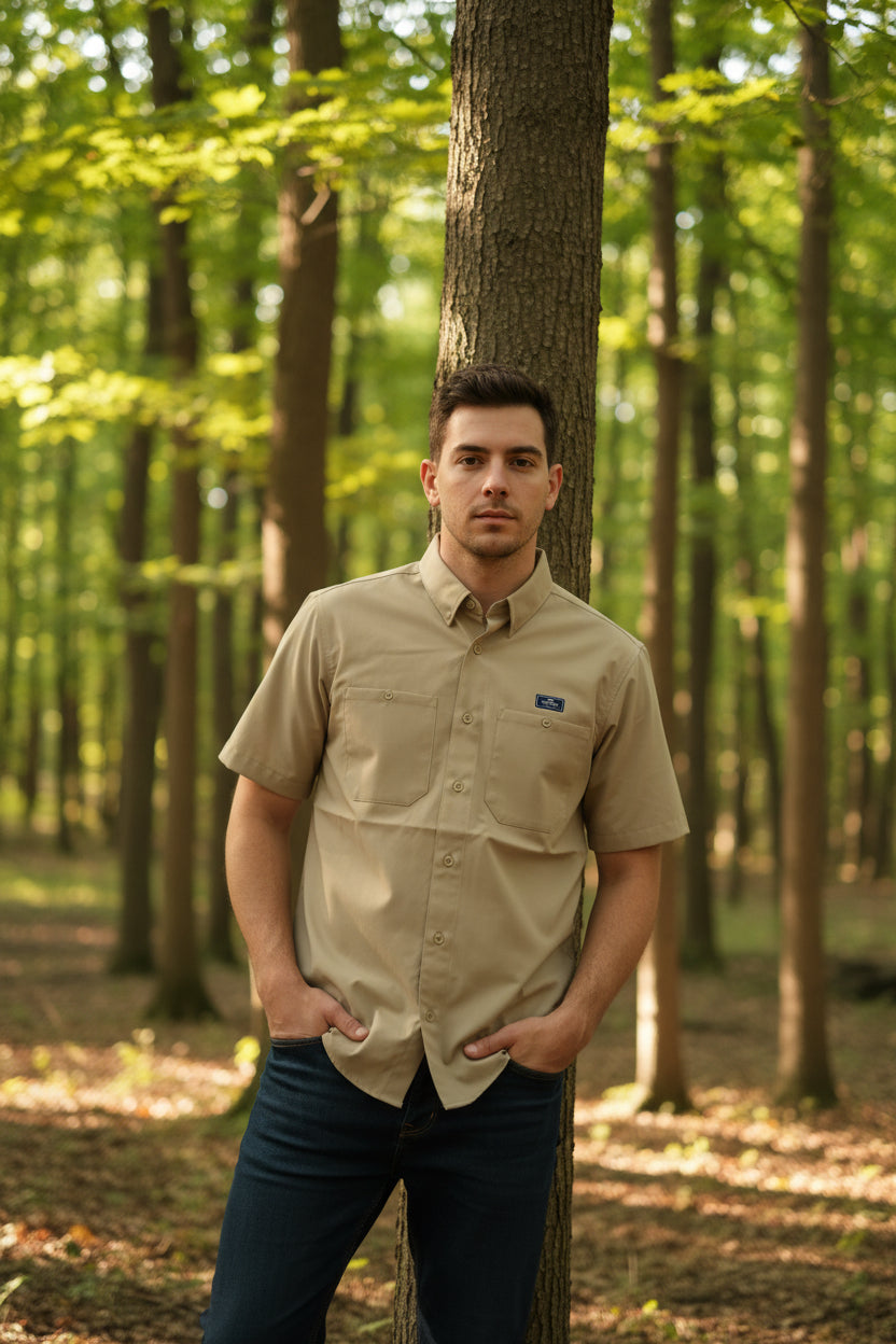 CHALLENGE CORE Men's Shirt | KHAKI | Men's Outdoor Relax Fit