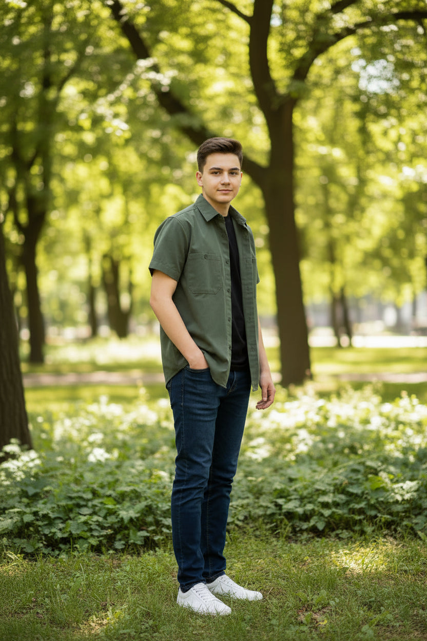 CHALLENGE CORE JR Shirt | MILITARY | Outdoor Relax Fit Youth