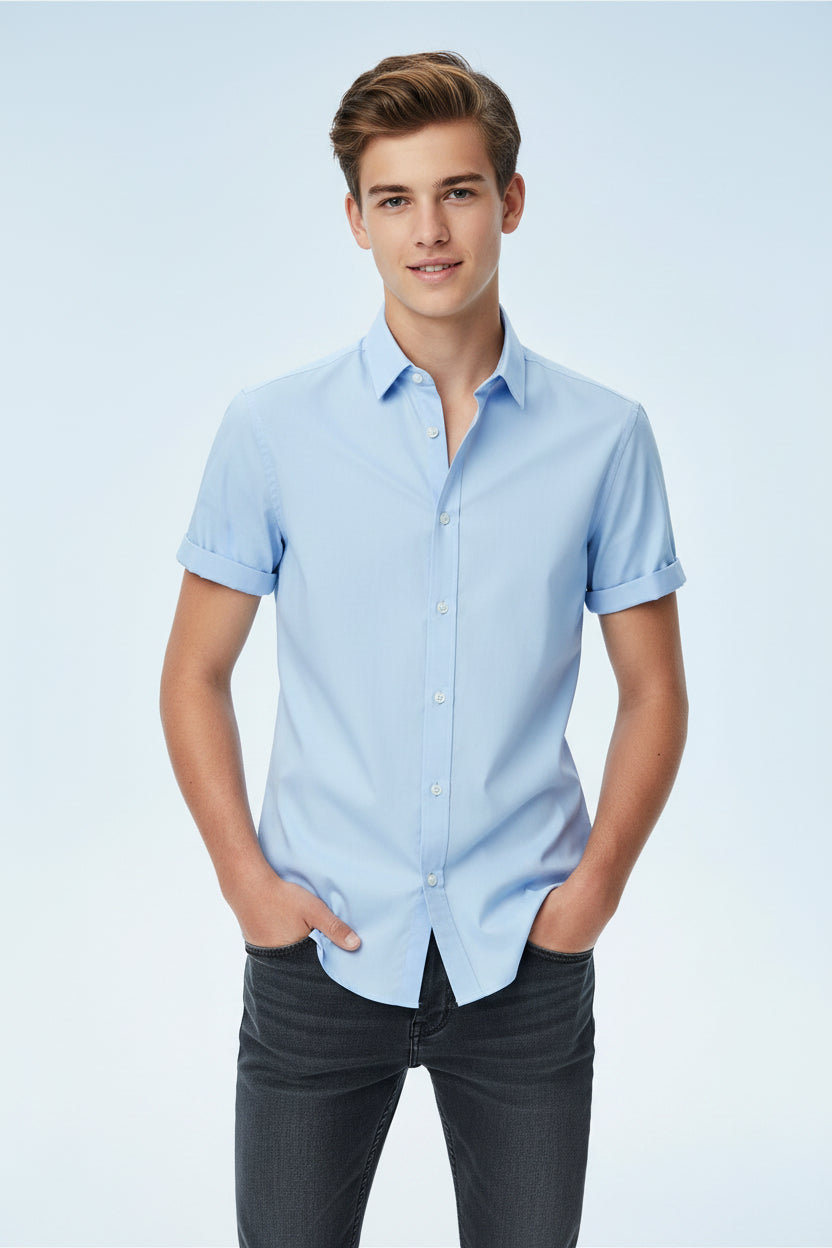 Camisa FURY Juvenil | AZUL CELESTE | Slim Fit Sin Bolsa Niño