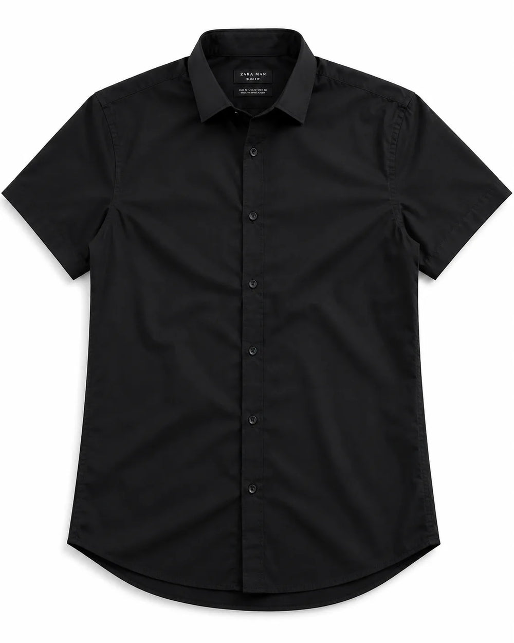 Camisa FURY negra de manga corta para caballero, estilo slim fit, de la marca Fitters Originals.