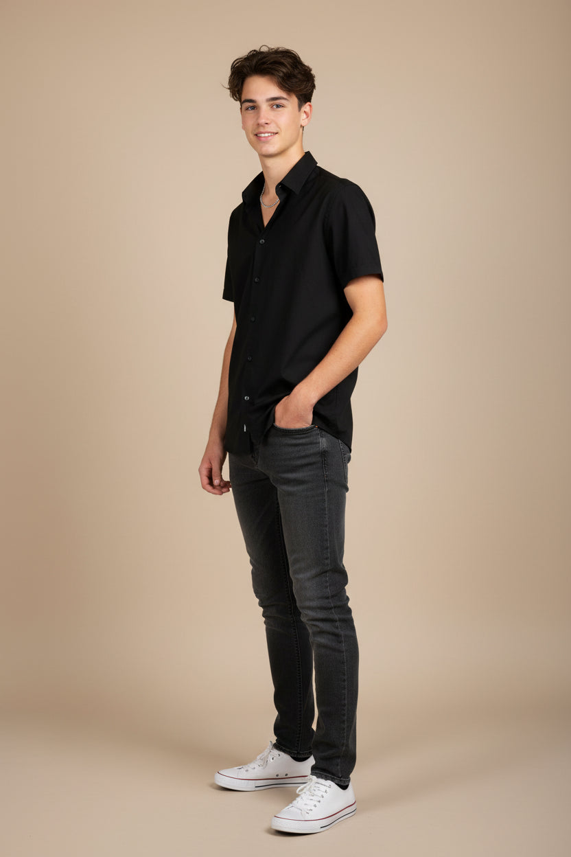 Camisa FURY Juvenil | NEGRO | Slim Fit Sin Bolsa Niño