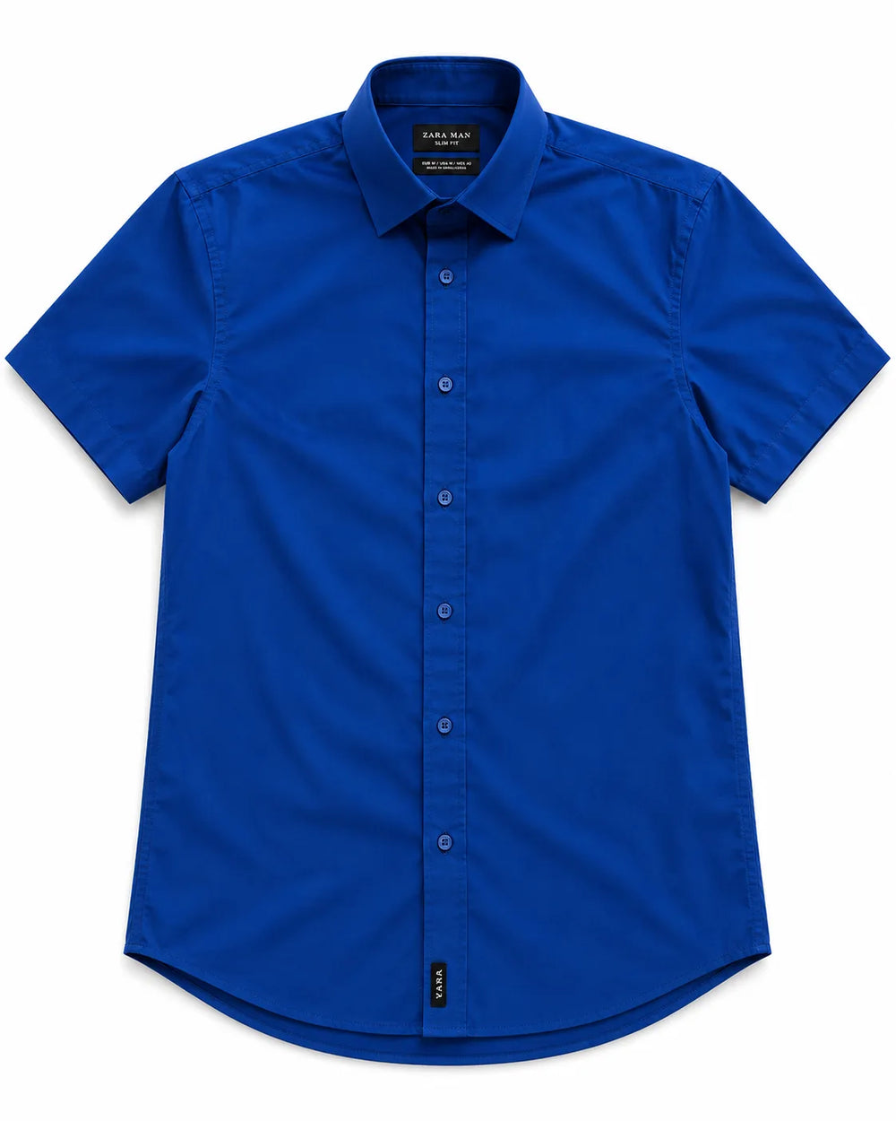 Camisa FURY FITTERS ORIGINALS, de manga corta slim fit en color azul estate, vista frontal en estilo caballero.