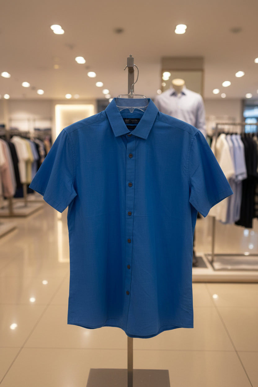 Camisa Toscana Azul Manga Corta Slim Fit