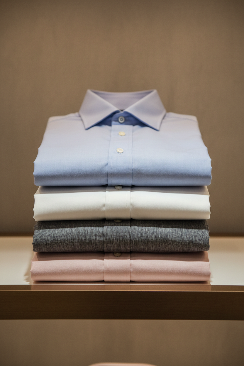 Camisa GASKAS 650 de FITTERS ORIGINALS, manga corta relajada en color beige, ajuste slim fit, vista frontal de la prenda.
