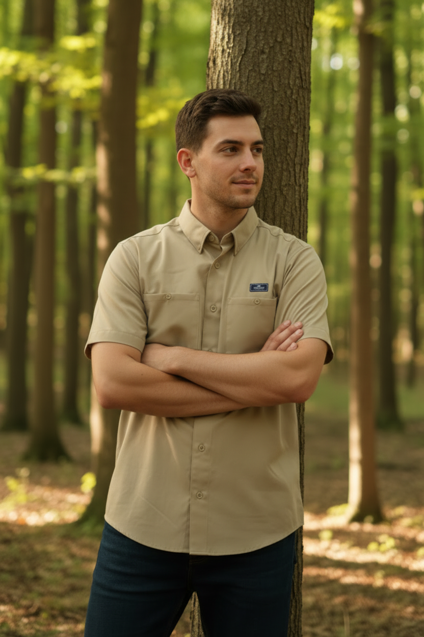 Camisa CHALLENGE CORE Caballero | KHAKI | Outdoor Relax Fit Caballero