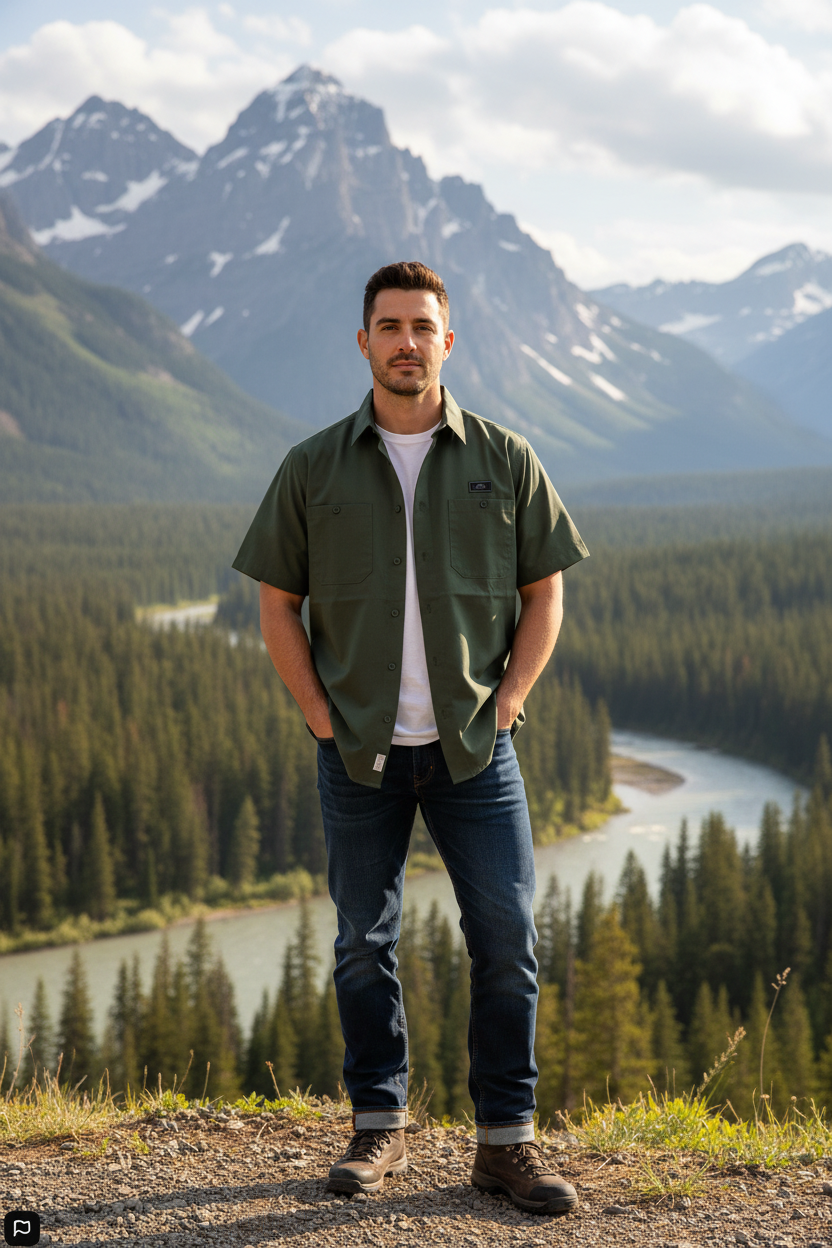 Camisa CHALLENGE CORE Caballero | MILITAR | Outdoor Relax Fit Caballero