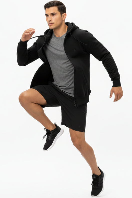 Hoodie Cerrada de Felpa - FF- Negra