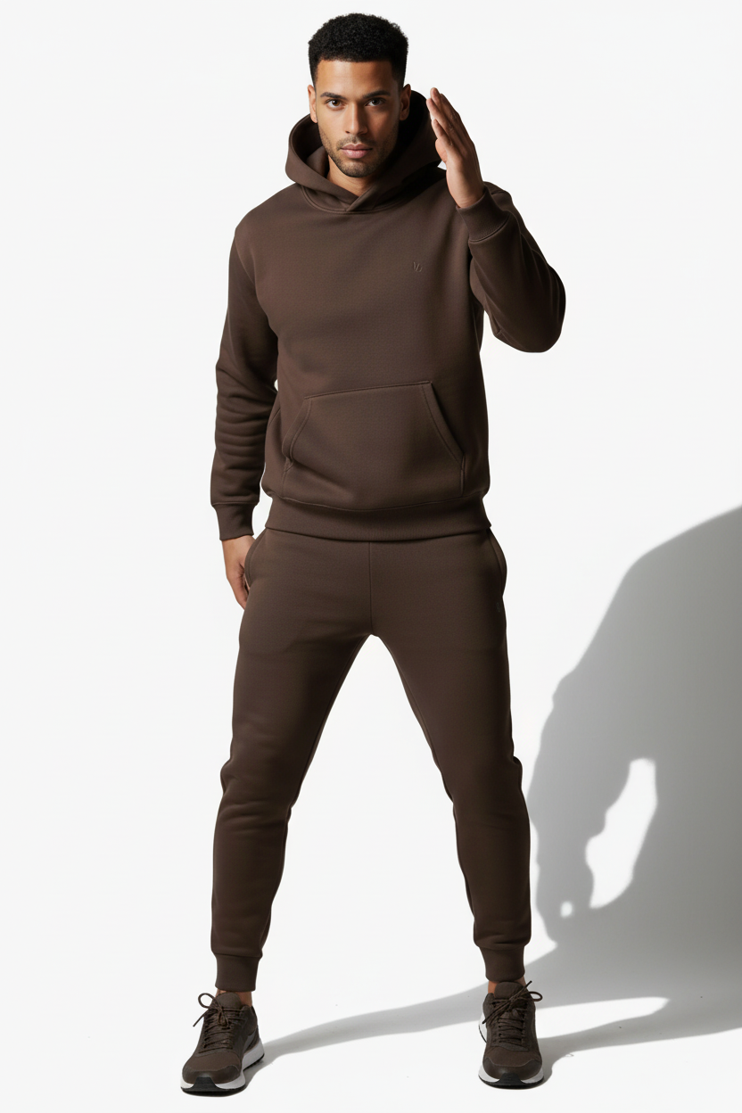 Hoodie Cerrada de Felpa - FF - Cafe