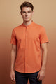Camisa London Coral Manga Corta Cuello Mao Relaxed Fit Sin Bolsas