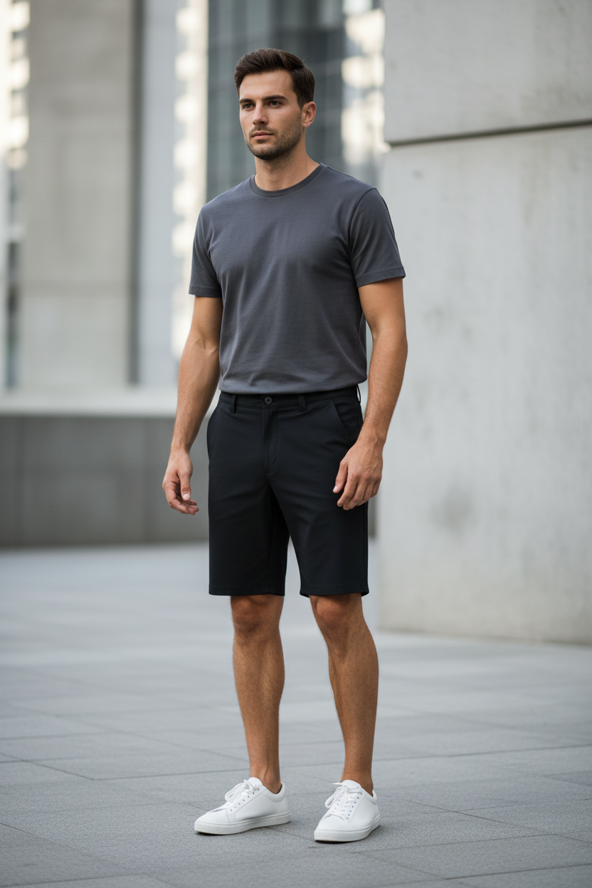 Short híbrido negro Challenge Yourself PAWS 4-Way Stretch, pantalones deportivos para mujer con tela flexible y cómoda.