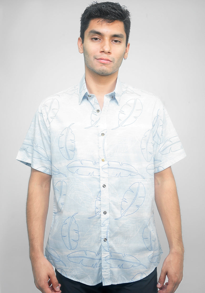 Camisa corta azul de manga relax Fitters Originals, estilo casual y cómodo para un look relajado.