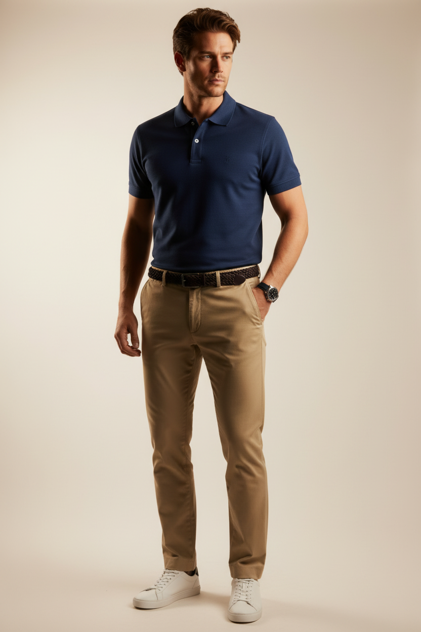 Polo manga corta Fitters Originals Panthera Jaquard en color oceano, ajuste slim fit con textura y diseño elegante.