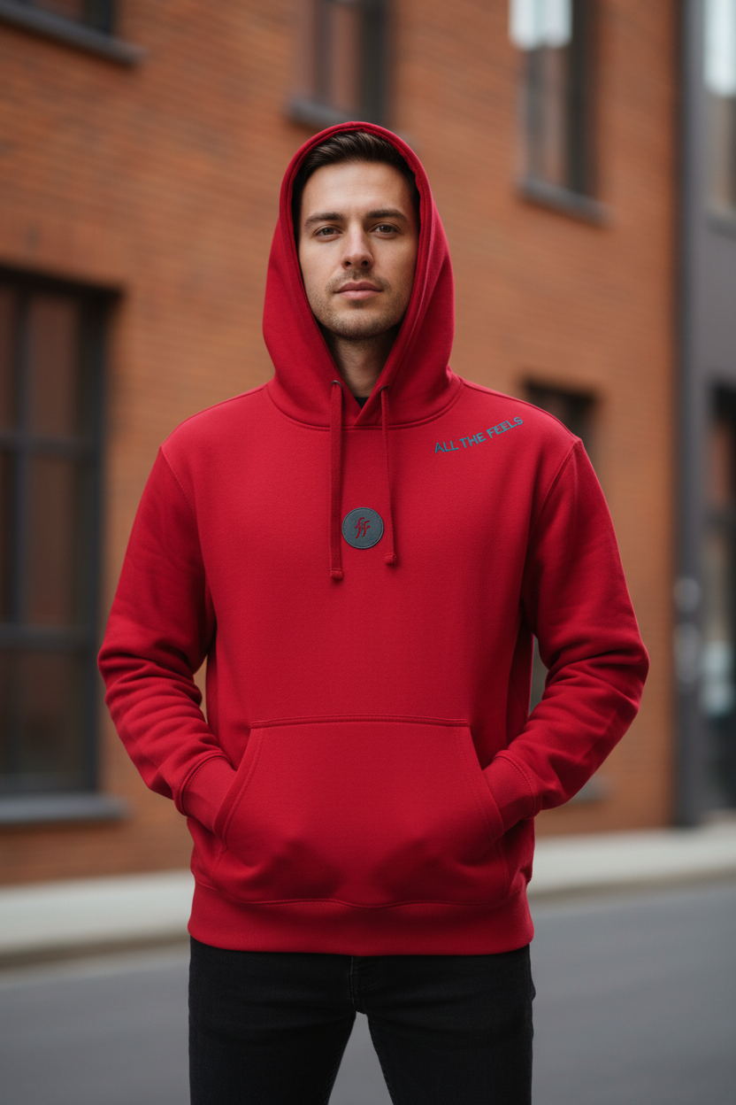 Sudadera roja Fitters Originals Fills, con diseño casual y ajuste cómodo, vista frontal en color vibrante.