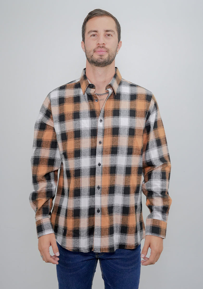 Camisa de manga larga relax de franela con rayas en color marino de IF FITTERS ORIGINALS, estilo cómodo y casual.