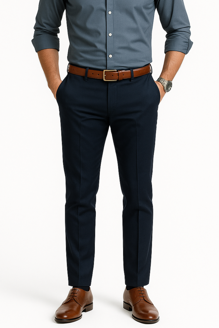 Pantalón chino slim casual de IF FITTERS ORIGINALS en color arena, vista frontal, con cinturilla y bolsillos visibles.