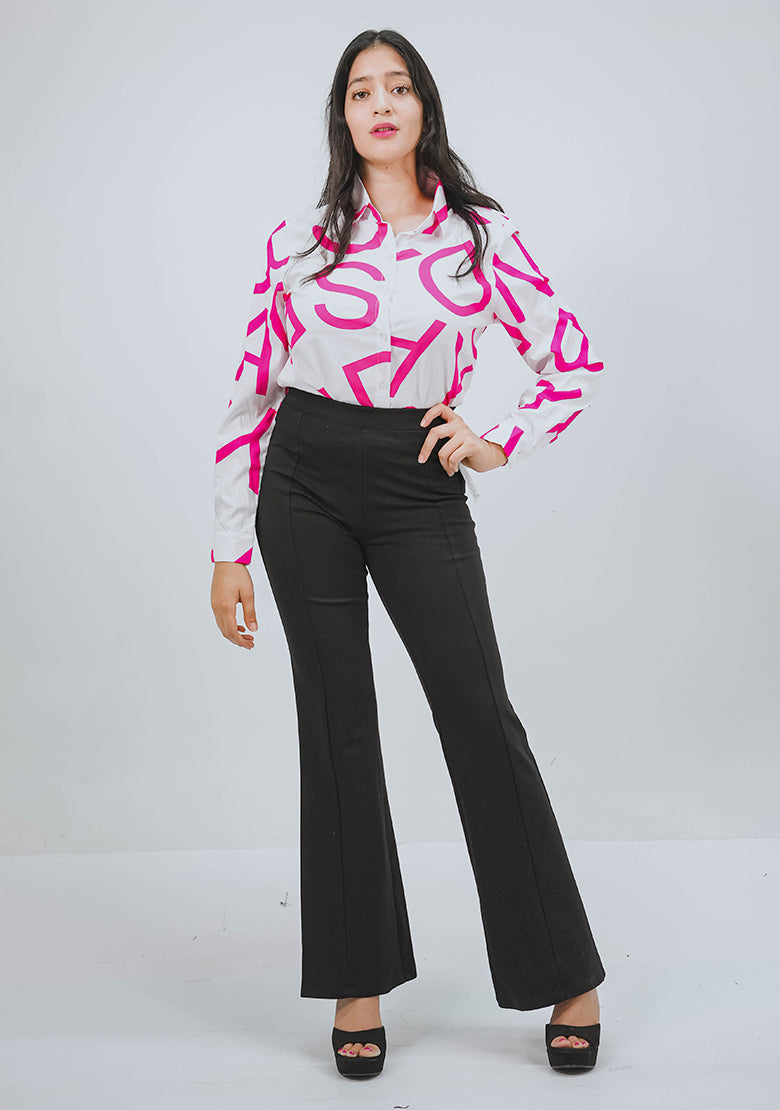 Camisa para dama Instyle F con rayas rosas, diseño elegante y cómodo, ideal para atuendos casuales y formales.